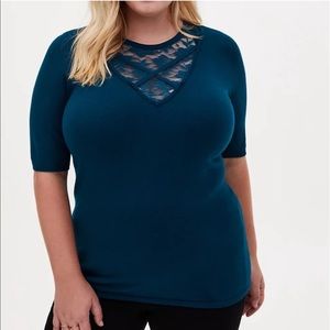 🆕 {torrid} Lace Detail Short Sleeve Sweater
